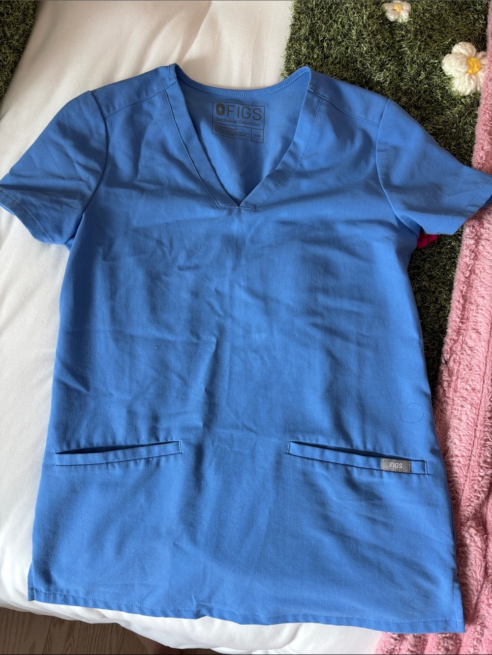 Figs Royal Blue V-Neck Scrub Top